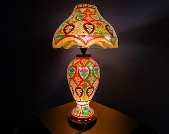 oriental hand made and  Hand Painted Camel Skin leather Lamp table lamp night lamp from Multan Pakistan 23/5