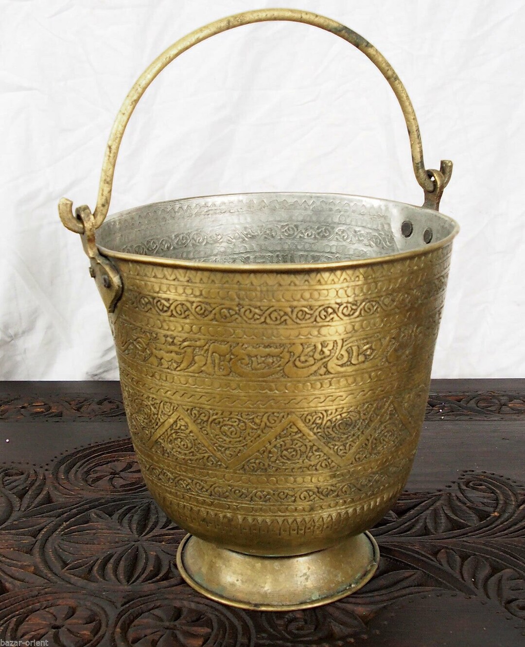Antique Engraved Large Islamic Brass Bucket High Quality From Etsy UK
