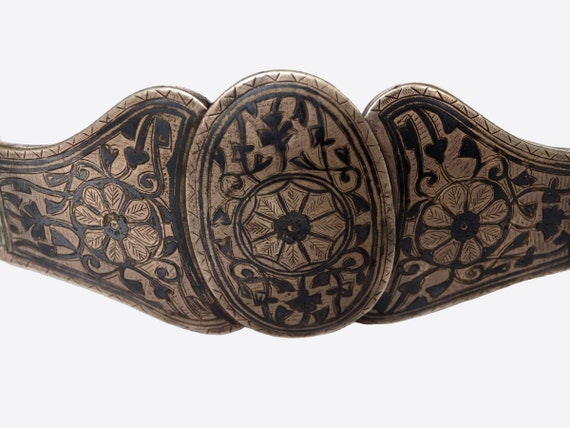 19th Century Armenian Antique Niello Silver Leath… - image 7
