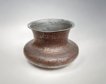 antik Massiv islamische Kupfer verzinnte Kupfer  schale Schüssel gefäß aus Afghanistan  19. Jh. Tas Nr:33