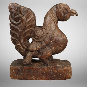 Antique Wooden Swan Sculpture Vintage Figurine Ornament Gorgeous Statue Peacock a beautiful rich patina  19th/ 20thC  Peacock