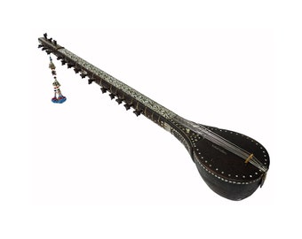 antique original afghan folk music instrument Tambur Tanbur tanboor from Afghanaistan  with mother-of-pearl and bone inlaid  تنبور No:21