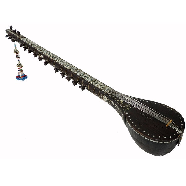 antique original afghan folk music instrument Tambur Tanbur tanboor from Afghanaistan  with mother-of-pearl and bone inlaid  تنبور No:21