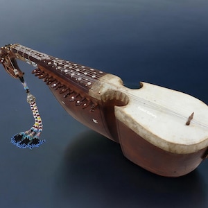 antique original traditional folk musical instrument Afghanistan Rubab rabab rabab mother of pearl inlay 23/3