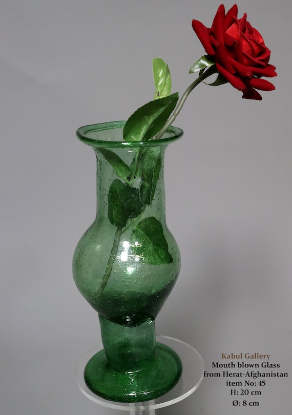 アフガニスタン ヘラート市の手作りの手吹きガラス花瓶ボウル 37-45