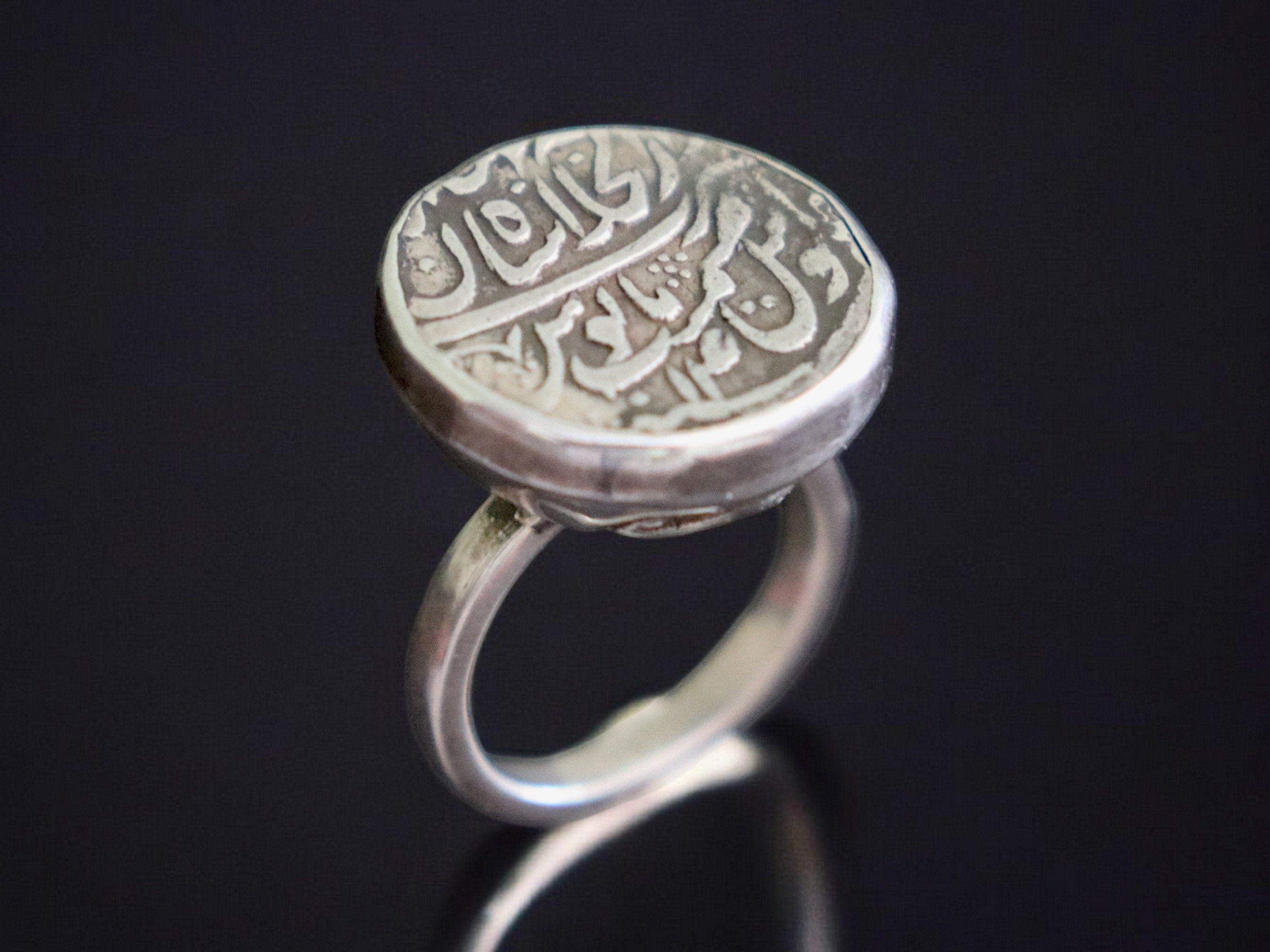 Antique Handmade Silver Seal Ring Statement Signet Ring With