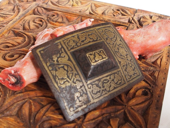Antique Engraved Large islamic Afghan belt buckle… - image 4