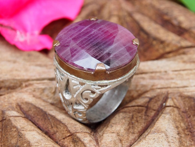 antique handmade Silver ruby stone statement ring from Afghanistan No:WL-471