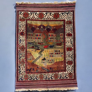 Warrug Mujahedin attacked on Jalalabad city in 1989 Afghan Carpet with history old nomadic Afghanistan RUSSIAN INVASION PERIOD