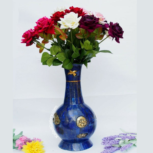 Extravagant grand bleu royal véritable lapis lazuli - vase en laiton ormolu monté vase de cérémonie cruche d’Afghanistan No:18/1