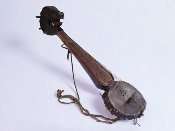 19th C. Antique Tibetan Tungna Musical Instruments Wooden