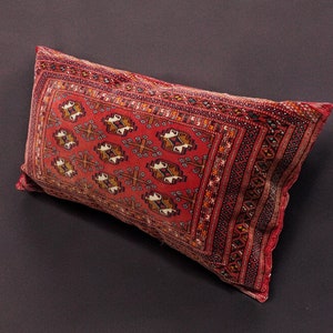 97x45 cm (38,1&quot;x17,7&quot; inch) Vintage very rare Turkmen Jumod carpet  cushion orient  nomad rug seat Bohemian Afghanistan pillow  No:22/13