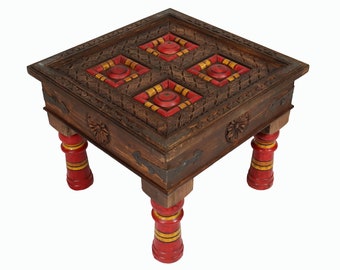 60x60 cm  rare  vintage solid wood orient tea table sidtable coffee table living room table  from Afghanistan Pakistan No:PJ