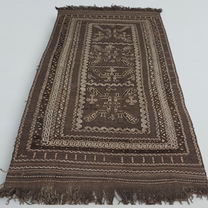 280x155 cm (110,2&quot; x 61&quot; inch)  tribal Nomadic Baluch nomads belotsch sumakh Balouch Vintage Kilim rug from Afghanistan No-TM-6