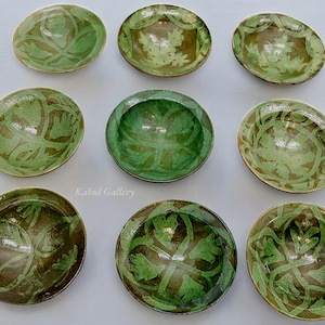 1 pc handmade Clay Bowls pottery bowl plate Dish from Swat valley Pakistan  south Afghanistan Green No:24