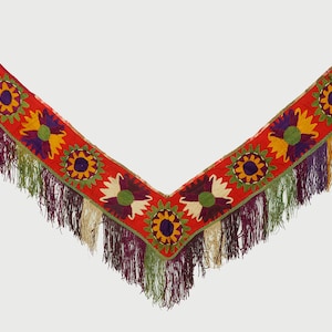 1x アンティーク手刺繍イスラム ウズベキスタン刺繍持参金スザニ パオ装飾リボン セイゴーシャ アフガニスタンまたはウズベキスタン No:19/T