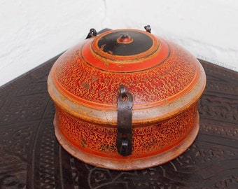 Antik orient Lacquerware Holz Gewürzdose Dose Teedose Gefäß Afghanistan Pakistan No:F