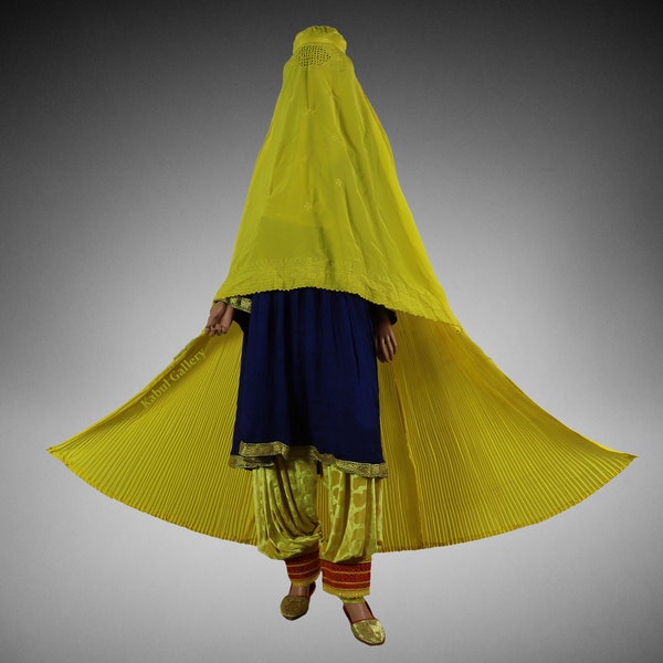 Originele Afghaanse damessluier hoofddoek Burka Burqua cape Afghaanse boerka abaya Niqab jurk hijab Chador Afghanistan Pakistan (geel)