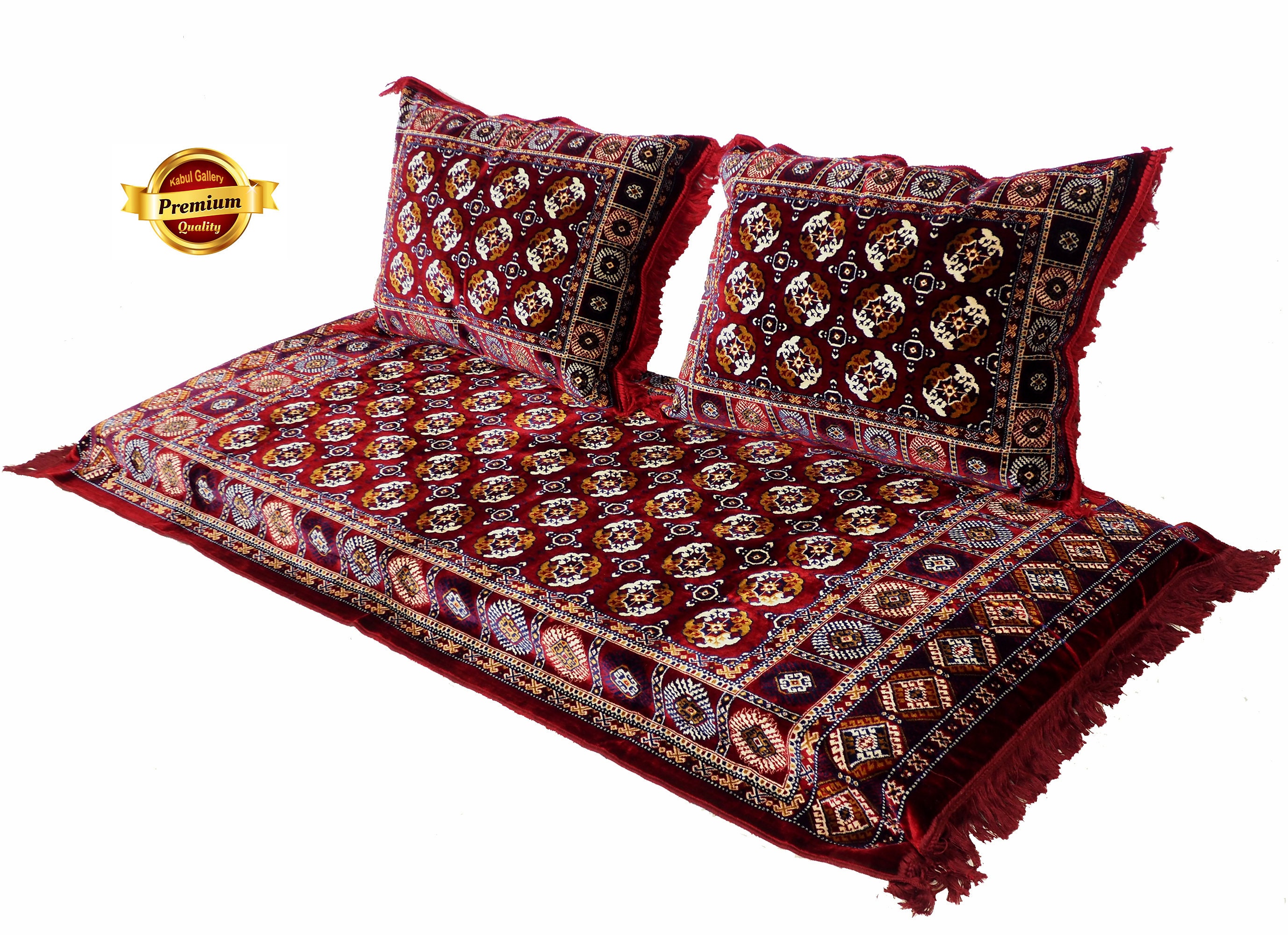 Set of 3 Pcs 1x Mattress + 2x cushions orient Afghan nomad pillow ru 