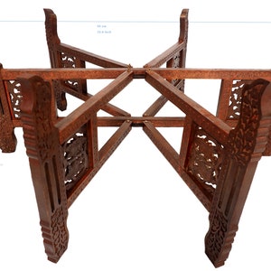 Egyptian Moroccan Vintage India Table stand Folding Table Base Carved Wooden oriental Coffee Tea table Selectable in 6 sizes