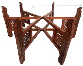 Egyptian Moroccan Vintage India Table stand Folding Table Base Carved Wooden oriental Coffee Tea table Selectable in 6 sizes