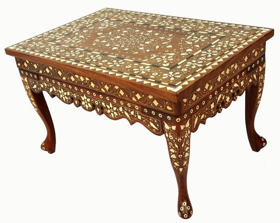 Gorgeous Antique Anglo Indian Vintage Bone Inlay Table Side - Vintage Indian Coffee Table Gorgeous Antique Anglo Indian Vintage Bone Inlay Table Side - Vintage Indian Coffee Table