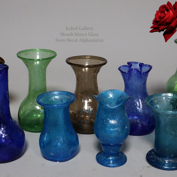 Glasvase Herat Afghanistan Hand-blown glassware vase cup bowl dish 37-45