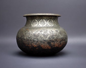 antik Massiv islamische Kupfer verzinnte Kupfer  schale  Schüssel gefäß Kochtopf aus Afghanistan  18 / 19. Jh. Jam Nr: دیگ