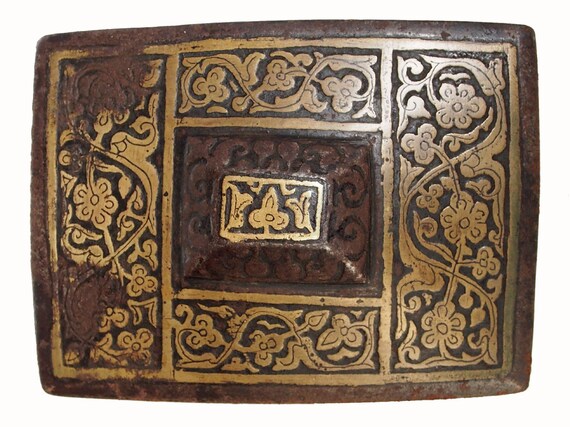 Antique Engraved Large islamic Afghan belt buckle… - image 2