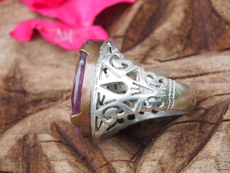 antique handmade Silver ruby stone statement ring from Afghanistan No:WL-471