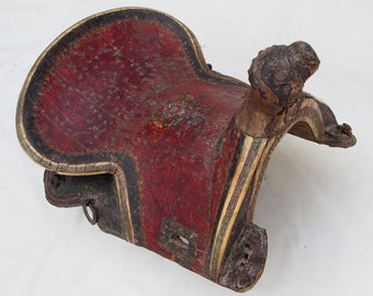 Rare Antique islamic Turkish Ottoman or  Uzbek turkmen polychrome lacquer Wooden horse Saddle 17th/18th century No:18/A