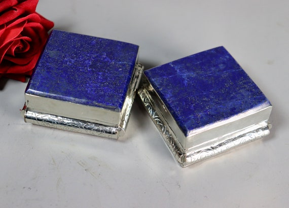 贅沢に手作りされた真鍮製のラピスラズリ宝石箱、宝石箱、小箱