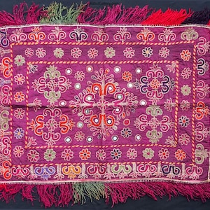 An exceptional example of an antique PashtunTribe  silk embroidered Katawaz Hanging from Ghazni region of Afghanistan 19th century. No:18/8