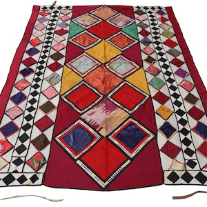 antique Uzbek Suzani Patchwork Wedding Camel flank decoration Embroidered Lakai Quilts wall hanging from Uzbekistan afghanistan UZ/16 No:UZ6