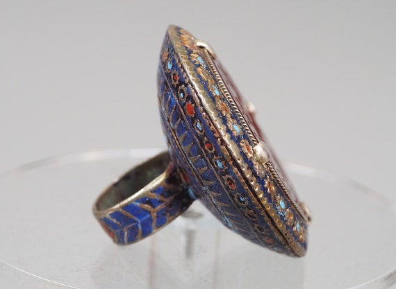 antique enamelled Multan Sindhi Jewellery Ring wi… - image 9