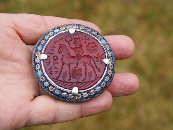 antique enamelled Multan Sindhi Jewellery Ring wi… - image 2