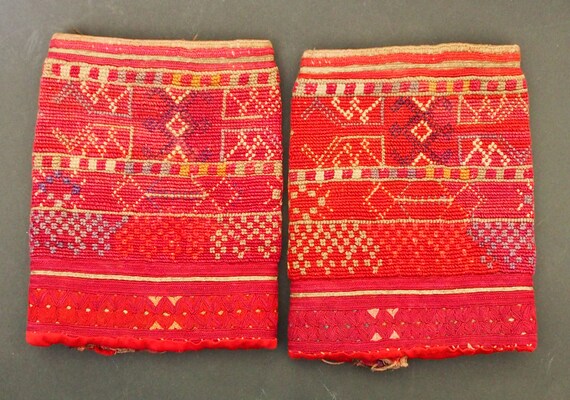 a pair of antique Woman’s Silk embroidered islami… - image 6