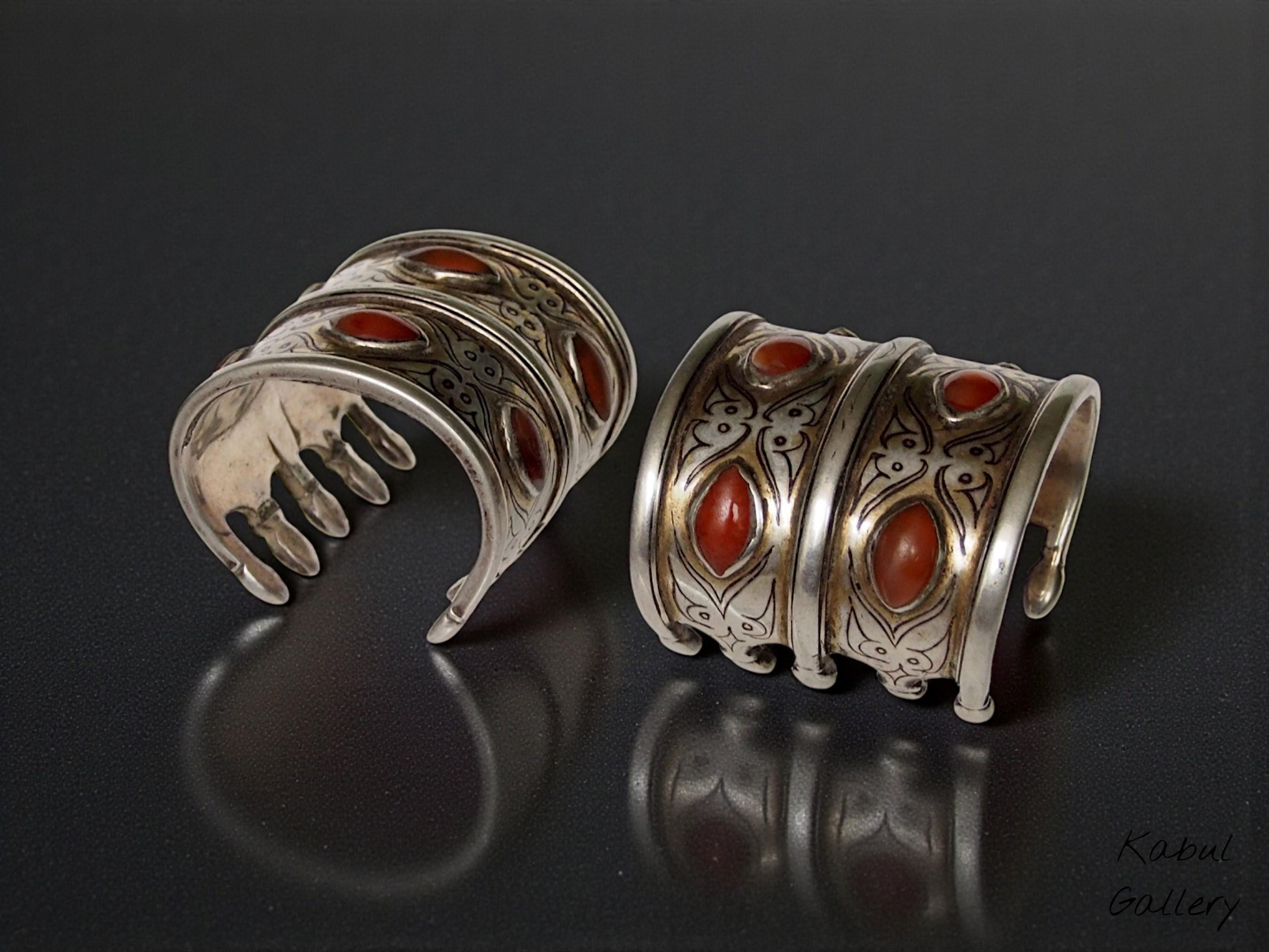 Bracelet Turkmène Ancien - 5 Cornalines - Années 1930 - Pièce Unique De Collection