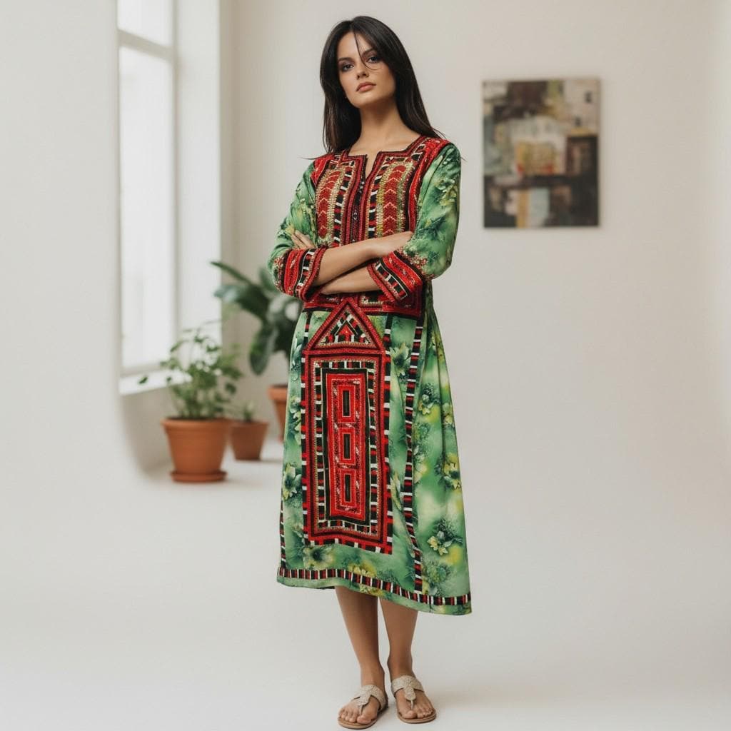 green balochi dress Balochi Green Dress – Roshan E Rivajj main image 1