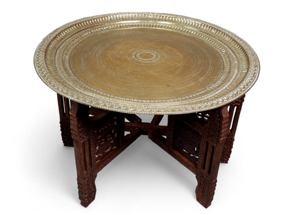 Tondo Vassoio Orientale In Metallo Ferda 40cm - Tè Marocchino Color