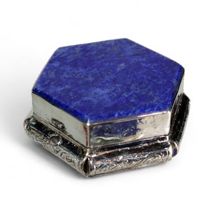 Extravagant handgefertigte messing   Lapis lazuli -Edelstein büchse Schmuck Dose schatulle Kiste schmuckkiste Afghanistan  Nr-IT54-63