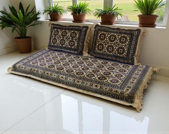Set di 3 cuscini per seduta + 2 cuscini Tappeto afgano per zona salotto Cuscino da pavimento per divano Orient Majlis Gruppo di sedute Toshak beige premium 23 توشک