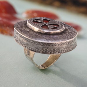antique handmade vintage tekke turkmen silver  Ring turkmenistan Afghanistan No-19/510