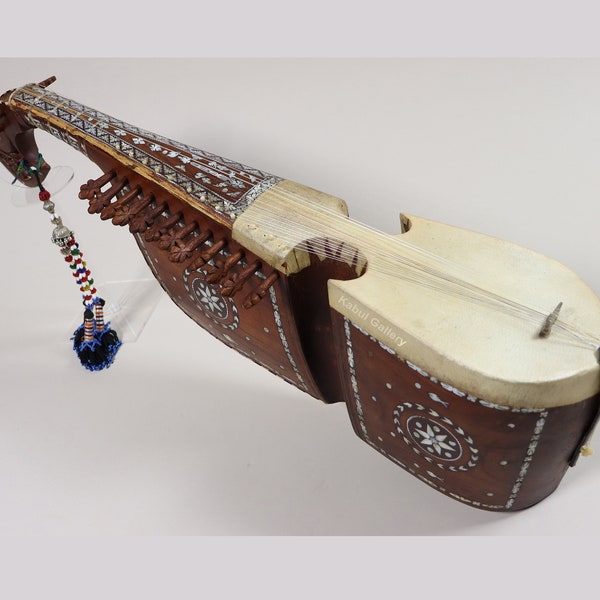 antique original traditional folk musical instrument Afghanistan Rubab rabab rabab mother of pearl inlay 23/A