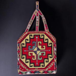 antique  Uzbek Tribe dowry silk embroidered zusani Hanging quranbag Mirror Bag from Afghanistan or Uzbekistan 18/1