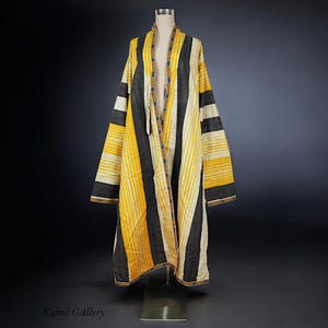 antique hand embroidered nomadic Turkmen Uzbek Afghan Ethnic ikat silk Chapan coat Chirpy Green  No-21/3