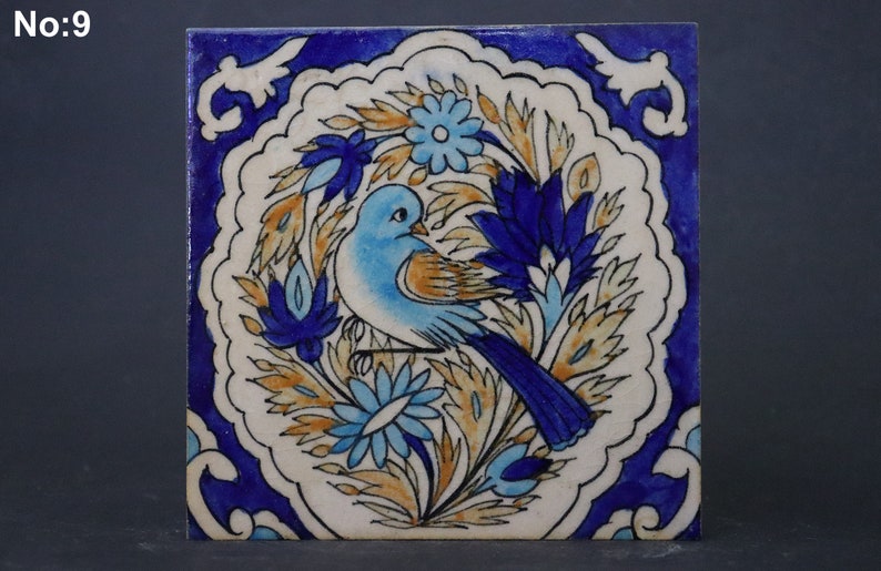 vintage seltener handgefertigt islamische orientalische Glasierte Ton Fliesen Töpfer Fliesen Keramik Fliese kacheln Bodenfliesen Wandfliesen 9