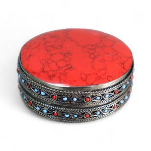 Extravagant handgefertigte messing Türkis büchse Schmuck Dose schatulle Kiste schmuckkiste Afghanistan  Nr-IT33