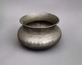 antik Massiv islamische Kupfer verzinnte Kupfer  schale Schüssel gefäß aus Afghanistan  18 / 19. Jh. Tas Nr:32
