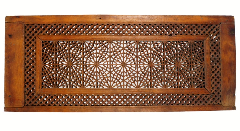 Antique islamic vintage carved wooden wall decoration window mashrabiya Screen Afghanistan Pakistan No:20AFG